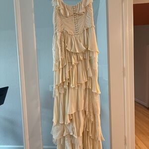 Anthropologie Cream lace Layered Maxi Dress